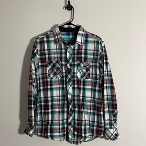 Reclaim button down medium white black blue red